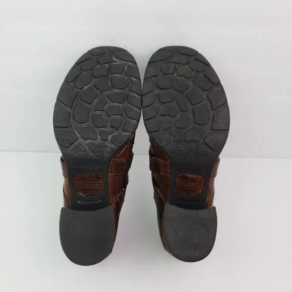 Born Deena Womens Size 8.5 Brown Leather Slip On 3" Heel Formal Booties Shoes - Picture 8 of 13